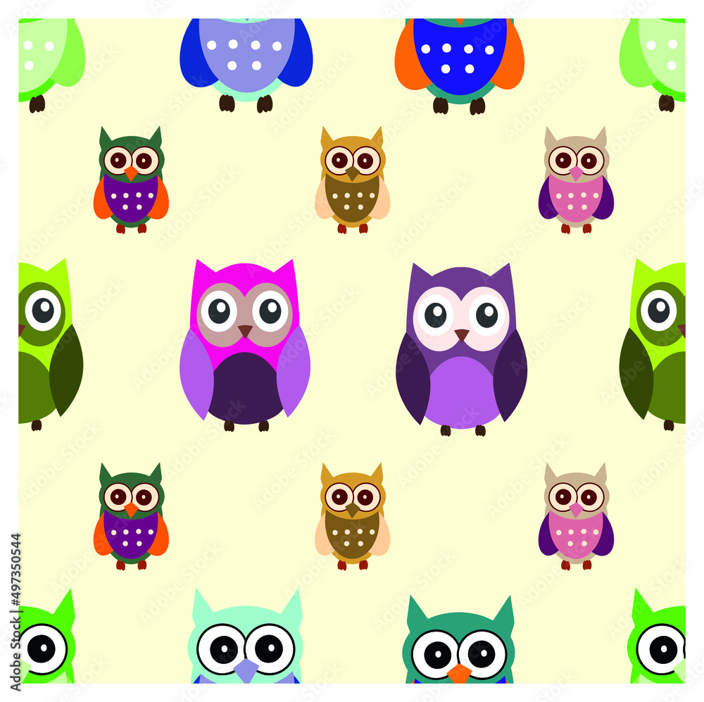 Obraz premium Owl sitting on a branch, vector . scholar owl. Seamless illustrator vector (eps)