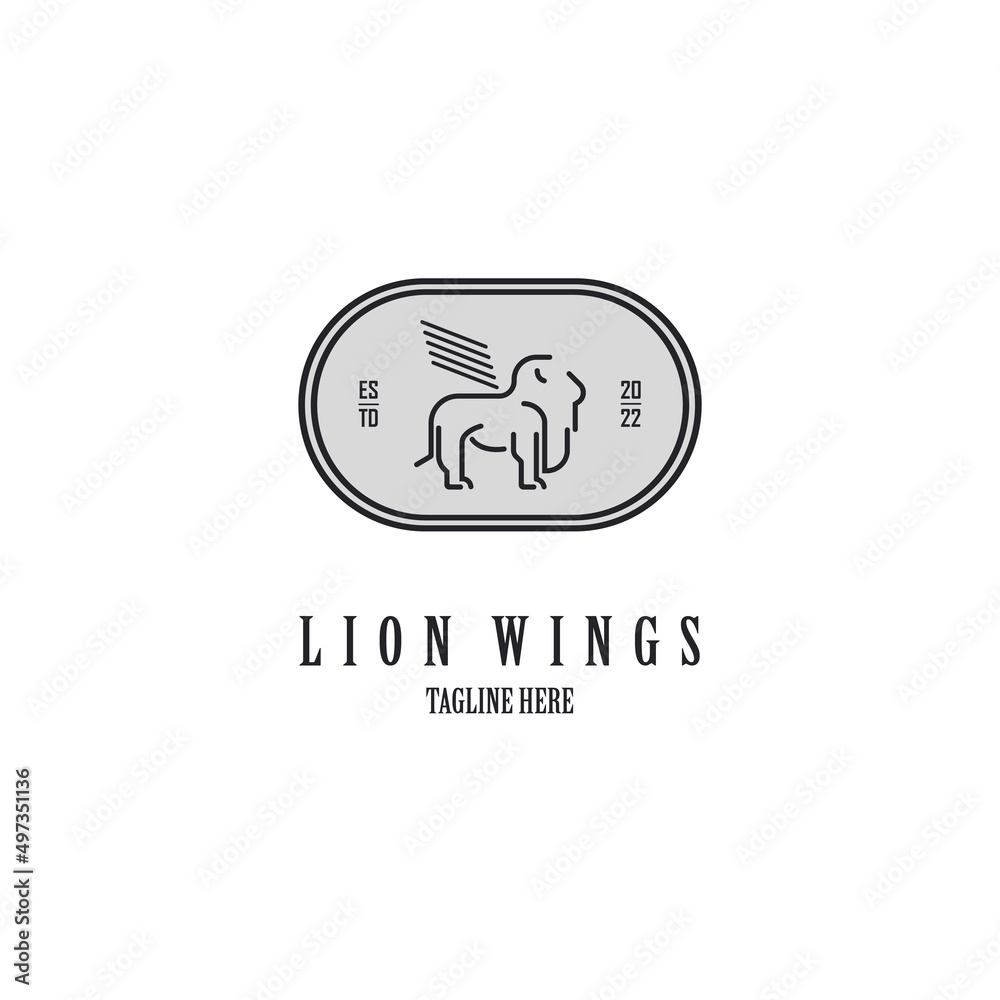 lion wings line style logo template design for brand or company and other lion wings line style logo template design for brand or company and other