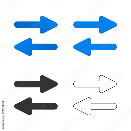 Left - Right arrow Icon or symbol set in flat style design for website design, app, UI, isolated on white background. EPS 10 vector illustration.