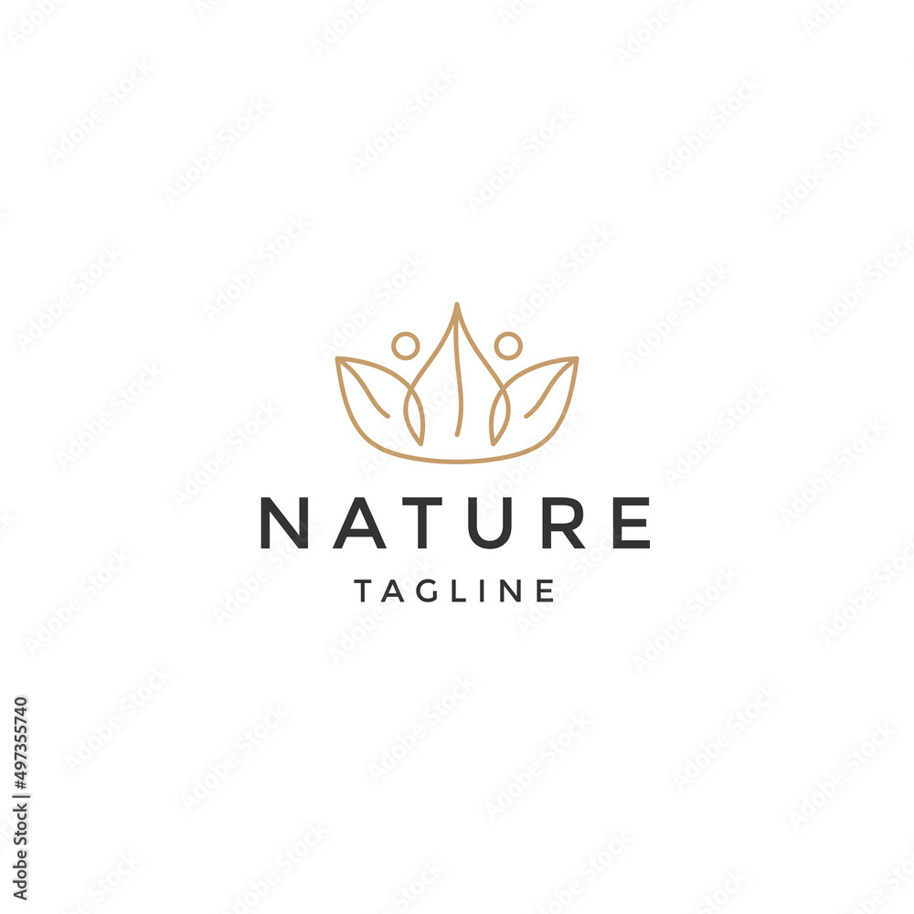 Obraz premium Luxury lotus flower line logo icon design template flat vector