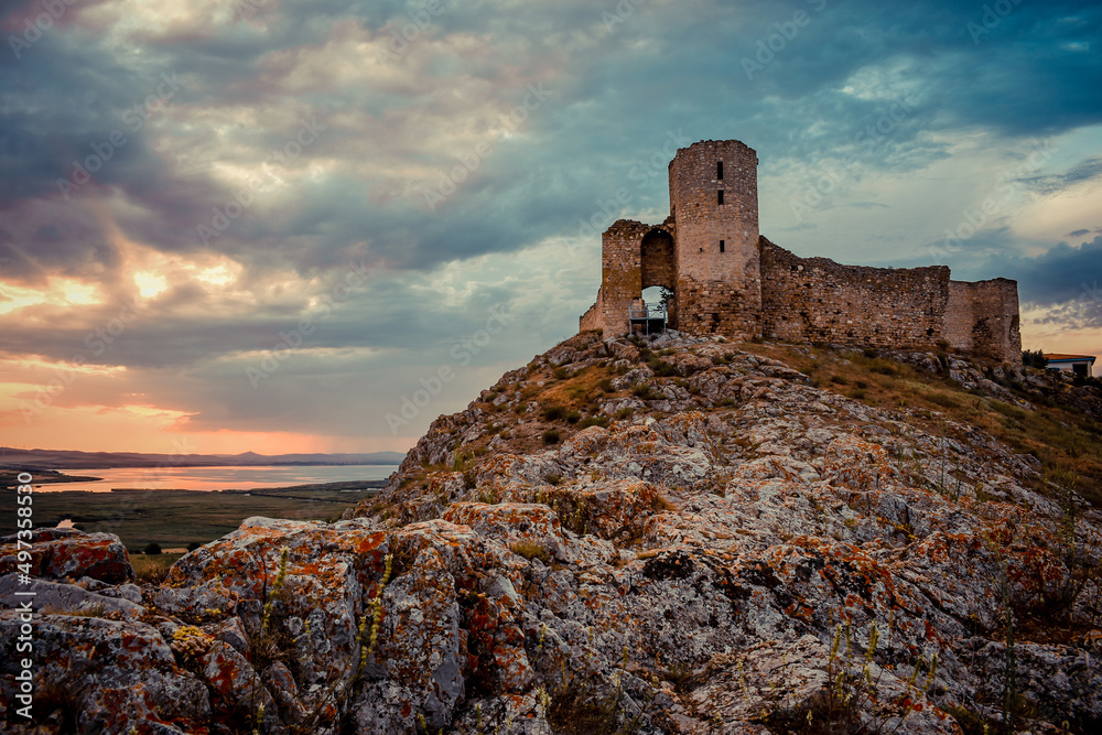 the fortress of Enisala at sunset