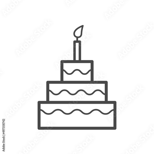 Vector linear icon with birthday cake