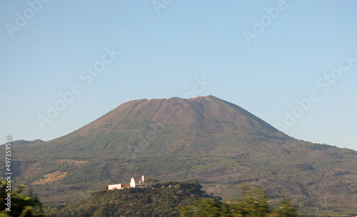 view of volcano called Vesuvius or Vesuviano in Italian language near Naple City in Italy