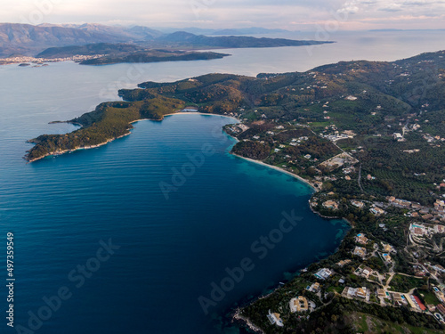 Aerial Beautiful landscape of Kassiopi Corfu Greece ,drone view
