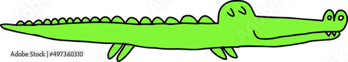 green crocodile in children's style