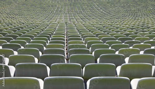 endless series of empty seats in the stadium