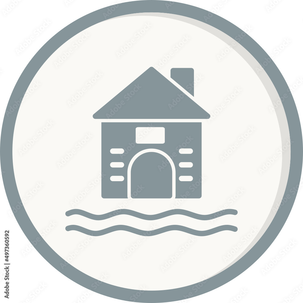 Flooded House Icon Flooded House Icon