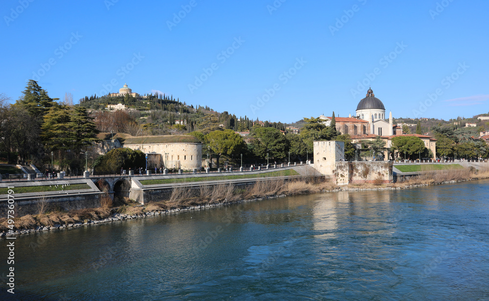 river called FIUME ADIGE in Verona City in Northern Italy