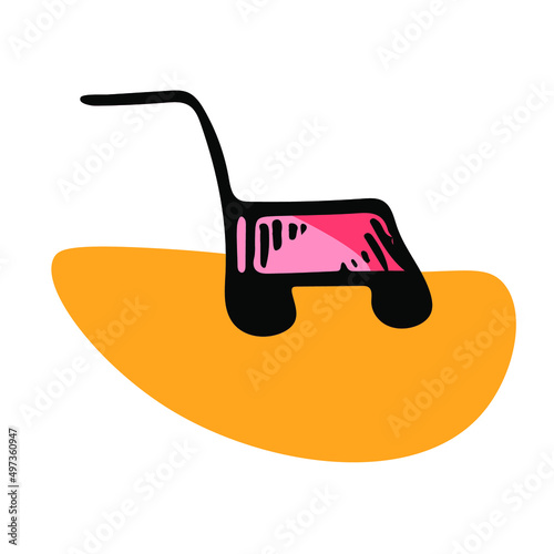 Farm wheelbarrow on soil agricultural sketch vector icon. Ranch field, rural countryside. Harvest scarcity concept, industry problems symbol. Hand drawn bio illustration isolated on white.