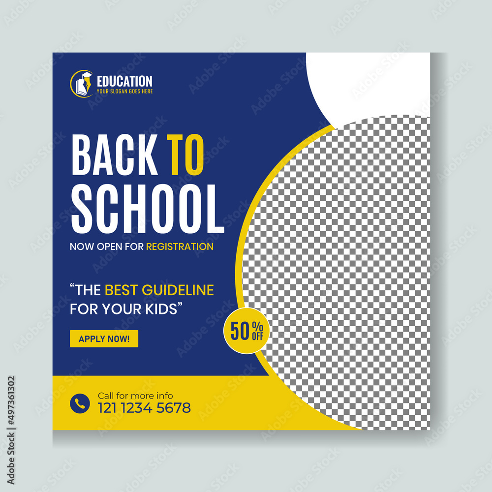 Obraz premium Admission School social media post design