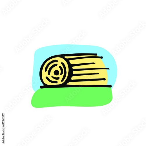 Farm golden haystack agricultural sketch vector icon. Ranch field, rural countryside. Harvest scarcity concept, industry problems symbol. Hand drawn bio illustration isolated on white.
