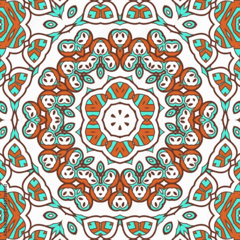 Abstract Pattern Mandala Flowers Art Colorful Blue Turquoise Brown 121 Abstract Pattern Mandala Flowers Art Colorful Blue Turquoise Brown 121