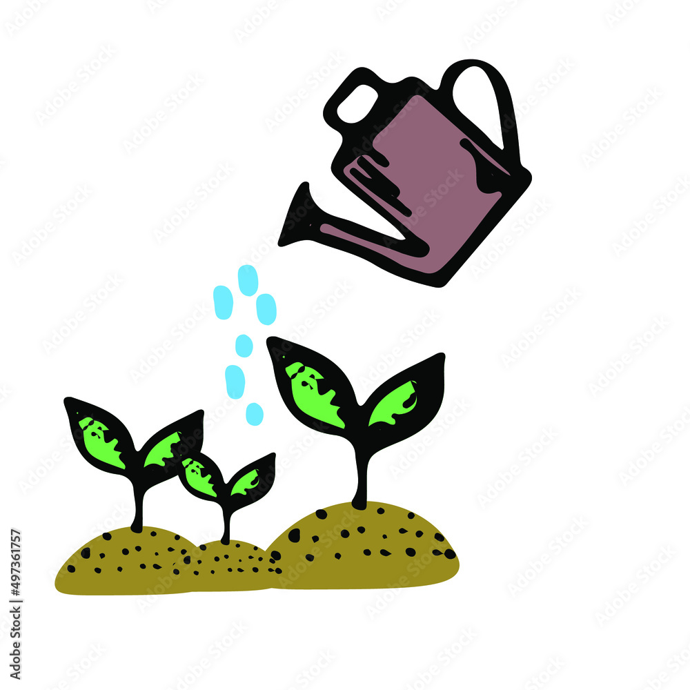 Watering can with corn sprouts agricultural sketch vector icon. Ranch field, rural countryside. Harvest scarcity concept, industry problems symbol. Hand drawn bio illustration isolated on white. Watering can with corn sprouts agricultural sketch vector icon. Ranch field, rural countryside. Harvest scarcity concept, industry problems symbol. Hand drawn bio illustration isolated on white.