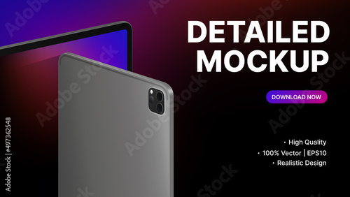 Web banner for Tablets Presentation. Devices from different angles. Advertisement Banner template. Vector illustration
