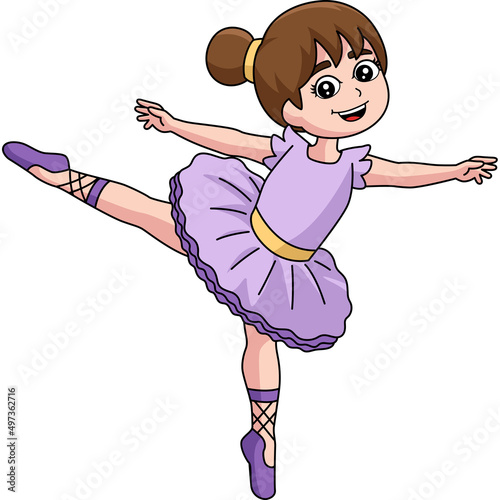 Dancing Ballerina Girl Cartoon Colored Clipart 