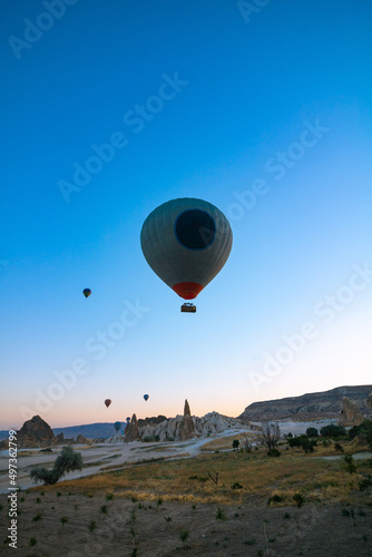 Ballooning activity in Cappadocia at sunrise. Travel to Cappadocia concept