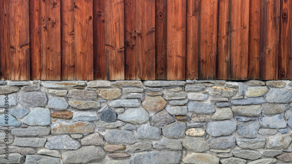 Soubassement d'un chalet en pierres naturelles Stock Photo Adobe Stock — free download