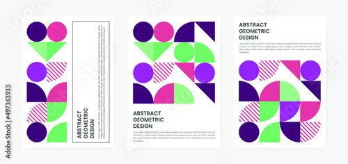 Geometric minimalistic artwork cover with shapes and figures. Abstract pattern design style for cover, web banner, landing page, business presentation, branding, packaging, wallpaper © Noschey