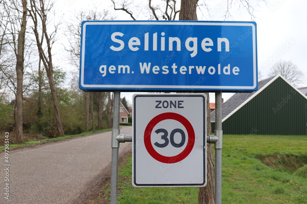 Ortsschild Sellingen gem. Westerwolde.