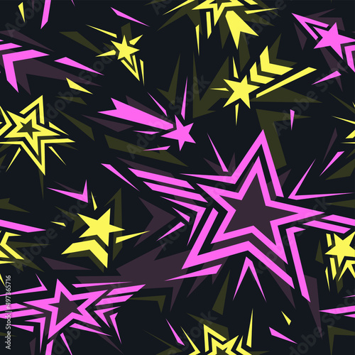Seamless pattern with  geometric stars. Abstract modern endless background for fabric and fashion print. Vector ilustration.