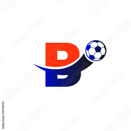 Fototapeta Naklejka Na Ścianę i Meble -  Letter B with football ball logo
