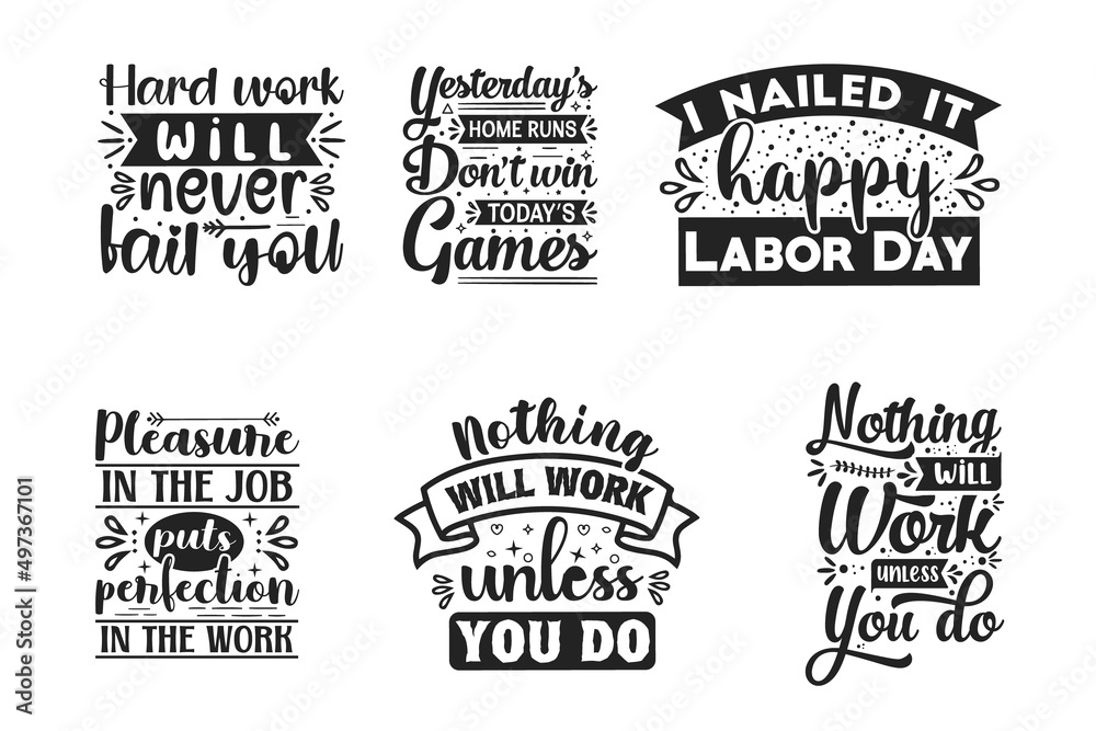 Set of hand drawn happy Labor day lettering typography for invitations and T-shirt.