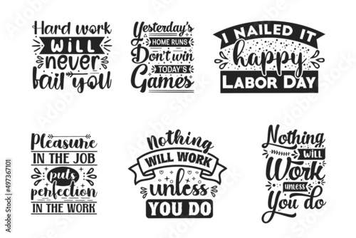 Set of hand drawn happy Labor day lettering typography for invitations and T-shirt.