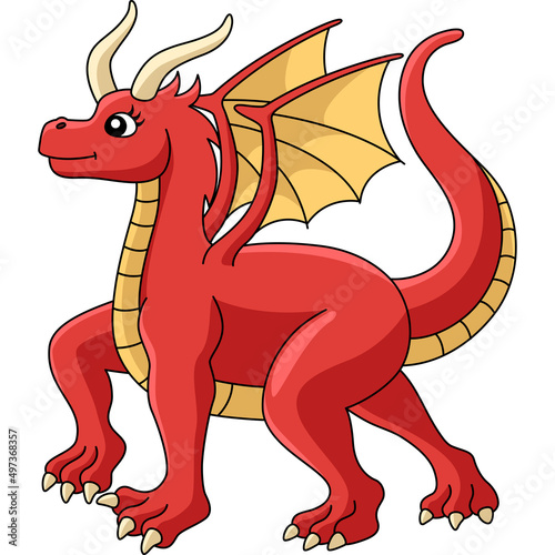 Walking Female Dragon Cartoon Colored Clipart 