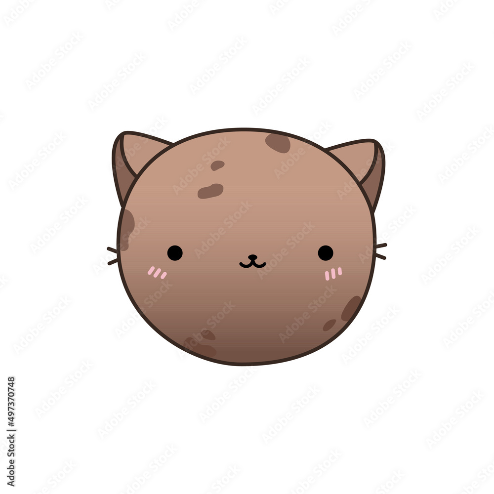 Hand drawn illustration of a kawaii funny cookie with cat ears. Hand drawn illustration of a kawaii funny cookie with cat ears.