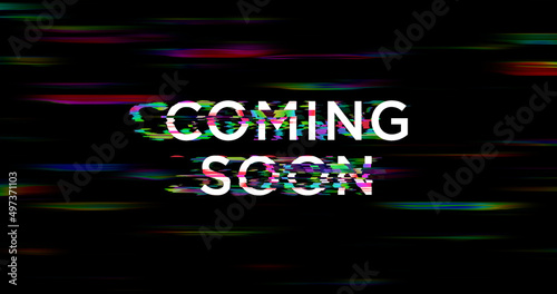 Coming soon modern glitch concept 3d illustration