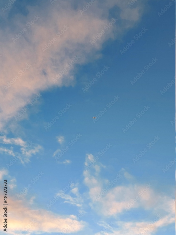 a lonely plane in the sky during sunset a lonely plane in the sky during sunset