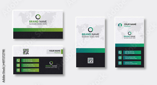 Double-sided creative business card design template. Horizontal and vertical layout. Portrait and landscape orientation. Vector illustration business card