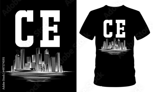 Civil Engineering With Building Typography T-shirt Design