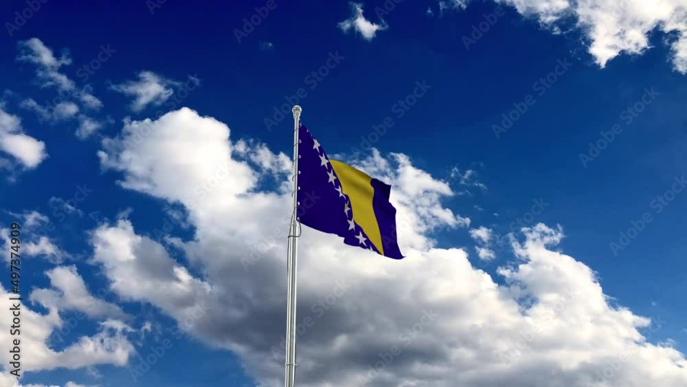  Bosnia flag, flag fluttering like in the wind