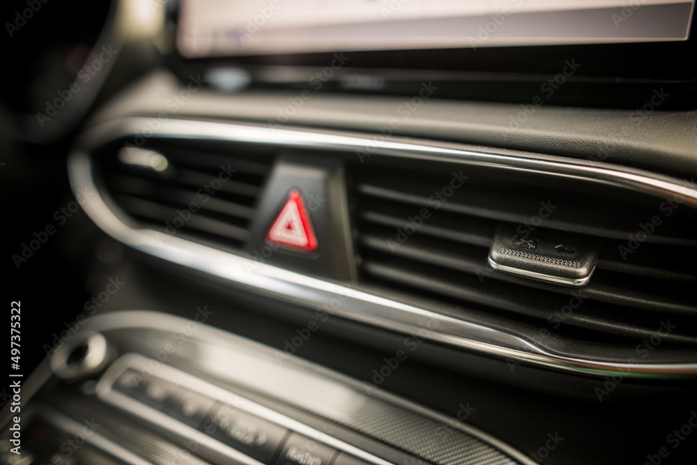 Modern car air vents on the dashboard