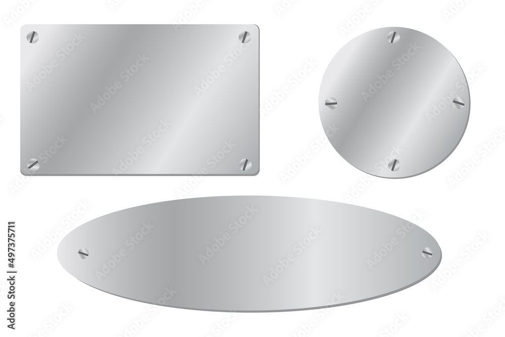 Simple Vector Set 3 Silver Blank Plant and Bolt, Rectangle, Oval and Circle Simple Vector Set 3 Silver Blank Plant and Bolt, Rectangle, Oval and Circle