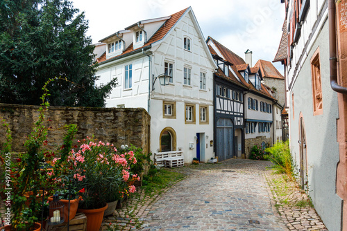 A quiet street of a small old German town Bad Wimpfen  streets and old houses of the historic quarter