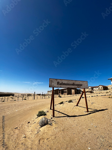 Abandoned city of Kolmanskop in Namibia. Ancient city, sand in desert of Africa.