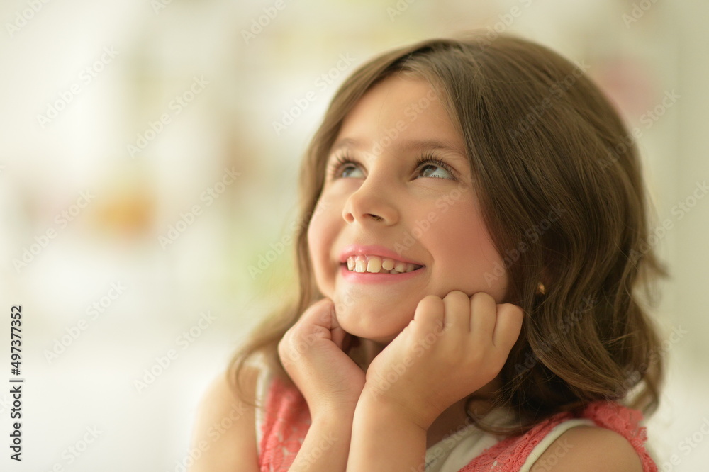 beautiful happy girl looking away indoors beautiful happy girl looking away indoors