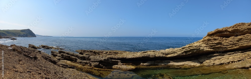 Panorama of the coast of Cantabria,  Spain 