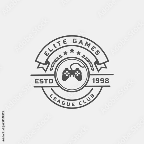 Vintage Retro Electronic Sports Badges and Labels with Gamepads Logo Design Inspiration