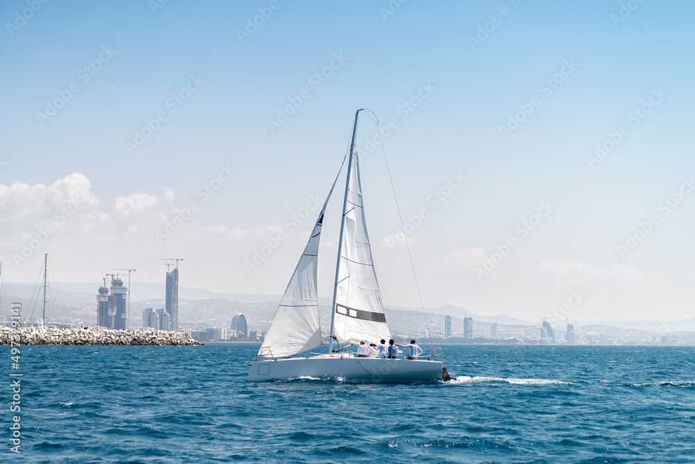 Sailboat near Limassol coast, Cyprus
