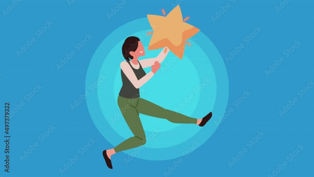 successful woman with star character successful woman with star character