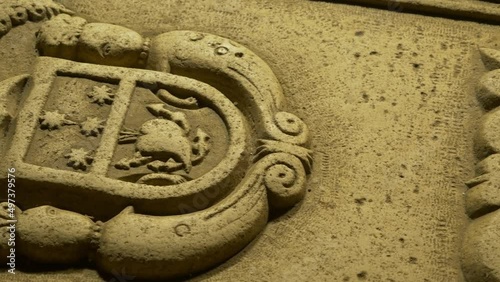 Tombstones on the floor of the Church of Saint Nicholas Muster on island Vis