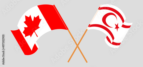 Crossed and waving flags of Canada and Northern Cyprus