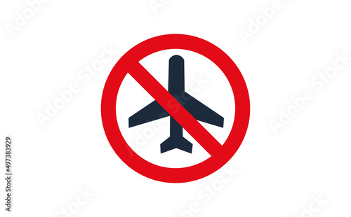 Forbidden sign plane Vector Illustration. Prohibited airspace.
