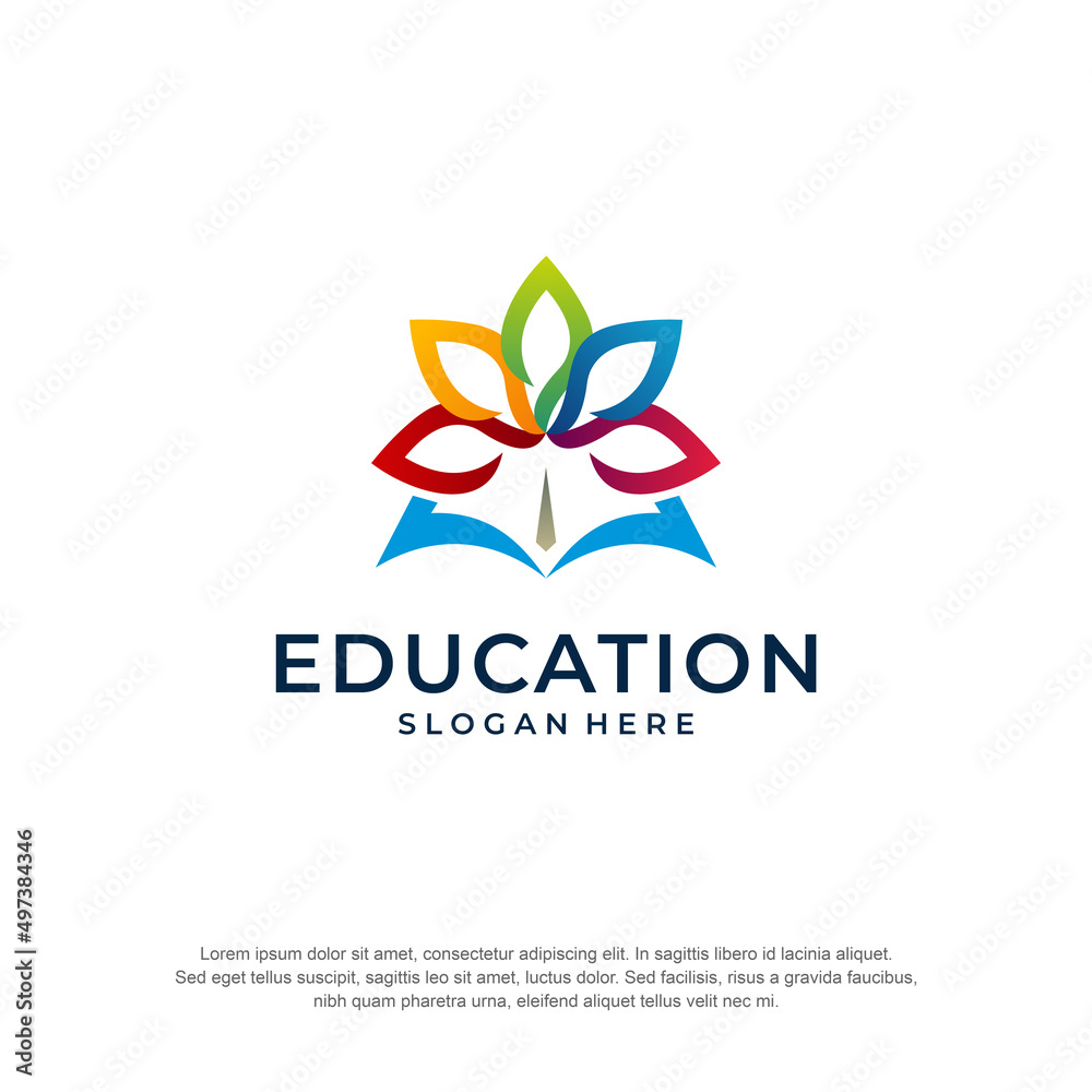 education logo flower concept premium vector