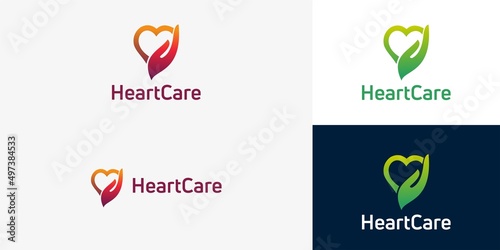 heart care logo modern style premium vector