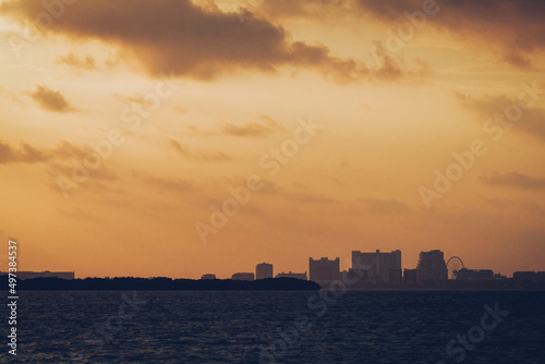 Sunset Silhouettes of a Coastal City