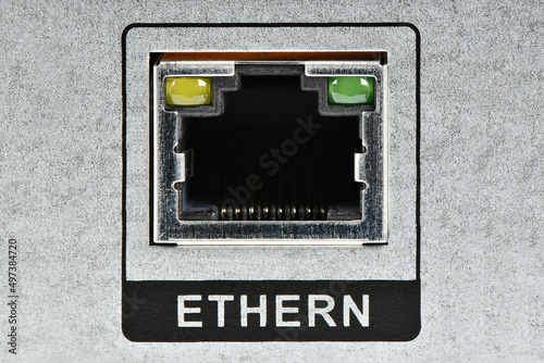 Close-up of ethernet rj45 port photo